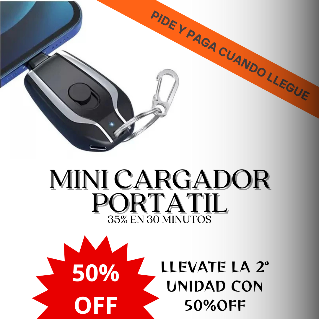 MINI CARGADOR PORTATIL. 2da UNIDAD 50% OFF. PIDE AHORA Y PAGA CUANDO LLEGUE.